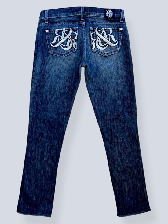 Rock & Republic Denim - Rock & Republic Low Rise Skinny Jeans Size 26 Med Dk Wash Embroidered Pocket